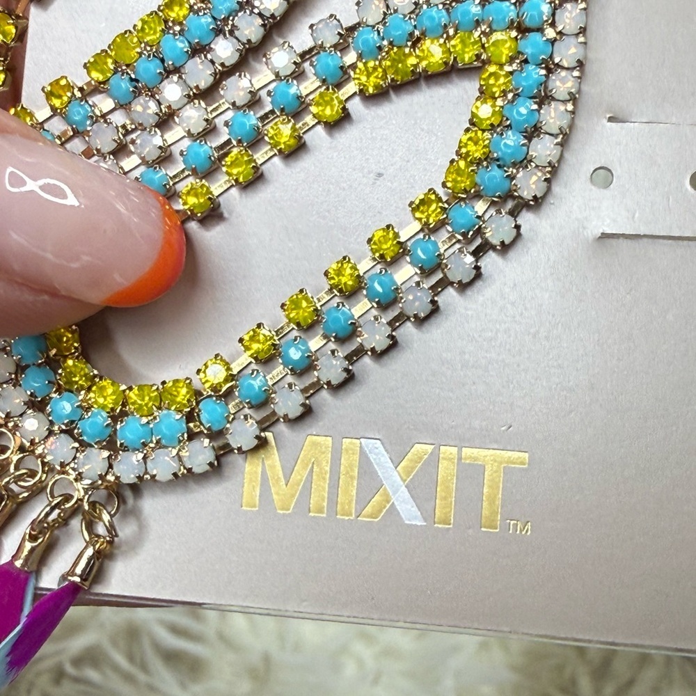 Colorful Rhinestone Statement Earrings - Picture 2 of 3